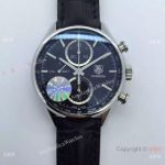 Swiss TAG Heuer CAL.1887 SS Black Chronograph Leather Replica Watch
